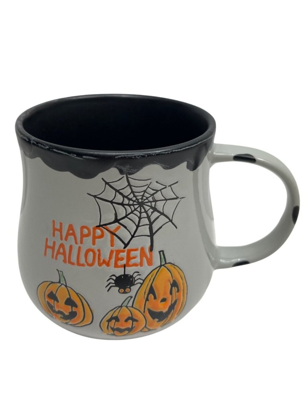 Happy Halloween Ceramic Mug With Pumpkin & Spider Design 16 Oz By Spectrum C107 - Picture 2 of 5